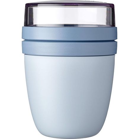 Mepal – Contenitore per il Pranzo Ellipse Mini – Scoparti Separati per Yogurt e Muesli - Adatto per il Freezer, il Microonde e la Lavastoviglie – 300 ml + 120 ml – Nordic Blue (1/4)