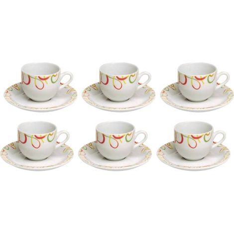 Tognana theatral, set 6 tazza caffè con piattino, in fine porcellana