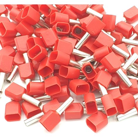 100 pezzi di puntali a crimpare doppi a laccio di stivale rossi da 1 mm, terminali per cavi isolati (1/2)