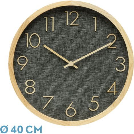 Reloj de pared ROSELLON haya gris 40x40x4.5 cm movimiento continuo