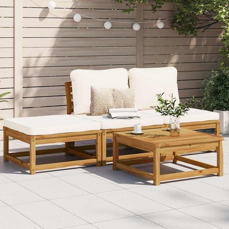 4-tlg. Garten-Lounge-Set mit Kissen Massivholz Akazie
