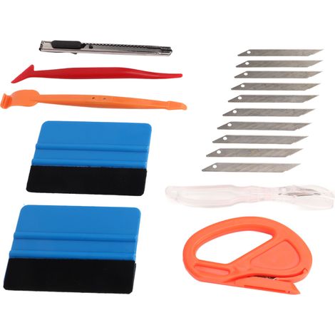 Outil de pose de film de protection pour vitres de voiture (lot de 8) : raclettes et outils de découpe. (1/5)