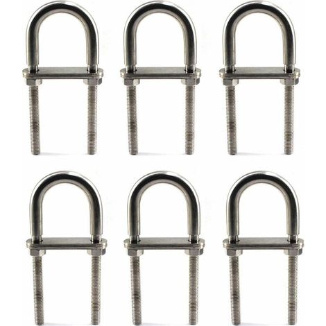 BRAVIX M6X90 U Bolt Boulon en acier inoxydable 304 (6 Pièces)