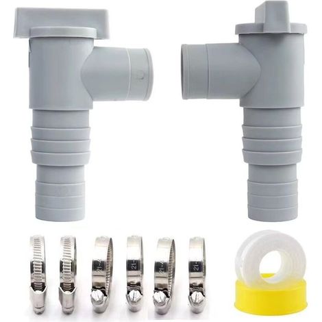 Robinet d'arrêt pour Piscine avec Raccord de Tuyau de 32mm, Vanne d'arrêt pour Piscines, pièces de piscine à valve à piston, raccords de piscine à piston de remplacement pour Intex Bestway (2 pieces) (1/4)