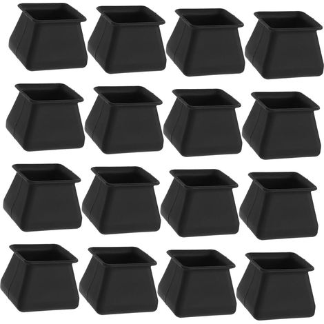 Lot de 16 protège-pieds de chaise carrés noirs antidérapants (1/5)