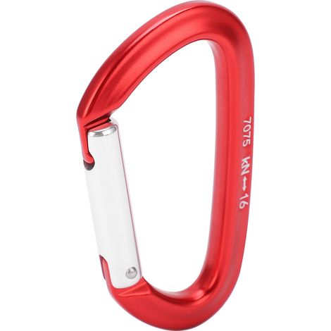 Mousqueton en alliage d'aluminium 16KN avec porte-clés à ressort et clip à ressort pour le camping et l'escalade (Mousqueton à dégagement rapide rouge et argenté n° 9) (1/5)