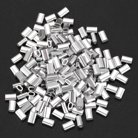 Câble en acier M1.5, collier de serrage à virole en aluminium, serre-câble en acier serti, gaine en aluminium, 200 pièces (1/3)