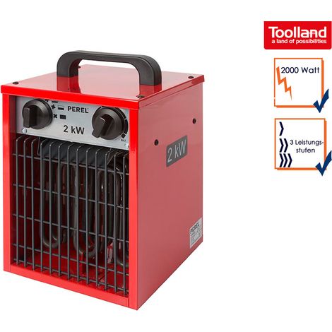Bauheizer Heizstrahler 3 Stufen, Ventilator & Thermostat 2kW, IPX4