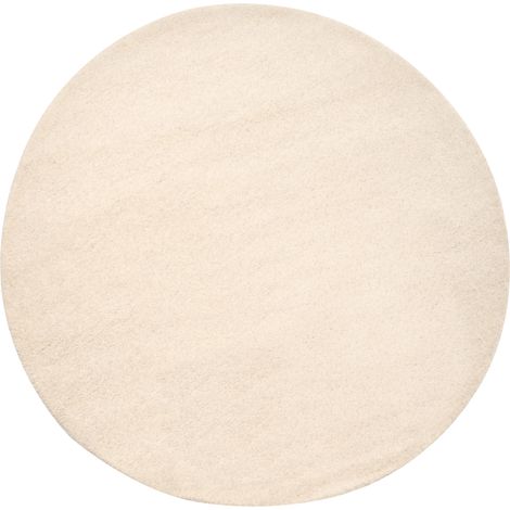 Alfombra redonda de lana alfombra decorativa tejida a mano 140 cm blanco crema Vasco