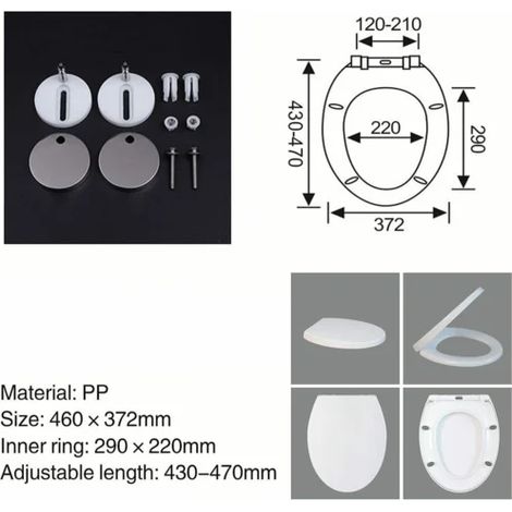 Abattant de toilette DayPlus (en forme de U), fermeture amortie, blanc, à dégagement rapide, couvercle de toilette robuste en plastique duro antibactérien. (1/5)