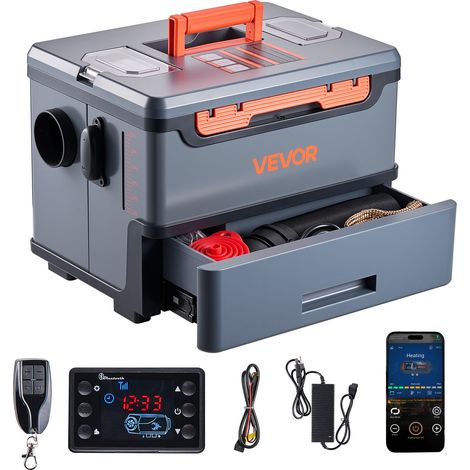 Chauffage Diesel 5-8KW DC 12 V/24 V, Réchauffeur d'Air Diesel pour Stationnement, Portable, avec Contrôle par Application Bluetooth, Télécommande et Écran LCD, Réservoir 5 L, pour Camion (1/5)