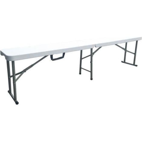 Banc pliable pour table de réception 180 cm - Structure acier et assise Polyéthylene PEHD - Blanc (1/4)