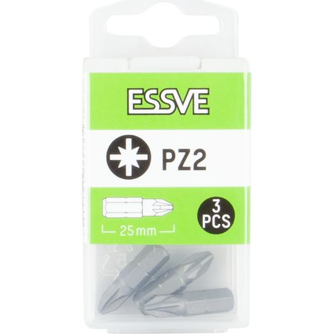 ESSVE Punta di precisione Pozidriv PZ2 per cacciavite, 25 mm, 3 pezzi (1/2)