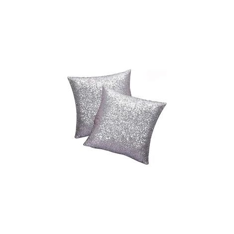 Housse de Coussin Gris Argenté 40x40cm, Paillettes et Élégance pour Canapé et Décoration Maison Ensemble de 2