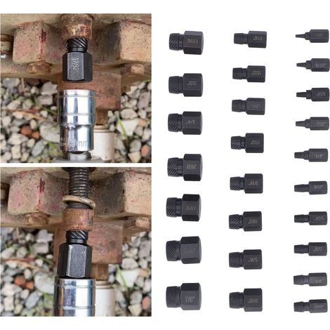 Set mit 25 Schraubenausdrehern zum Entfernen abgebrochener Schrauben und Sechskantbolzen (1/5)