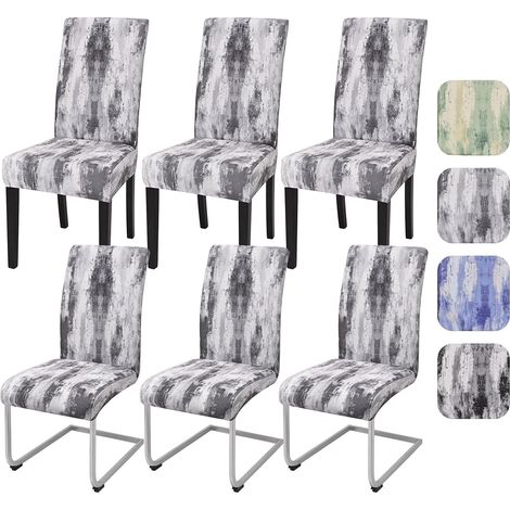 Lot de 6 housses de chaise universelles extensibles, extensibles, amovibles, lavables pour chaises de salle à manger, restaurant, hôtel, banquet (gris, 6 pièces) (1/5)