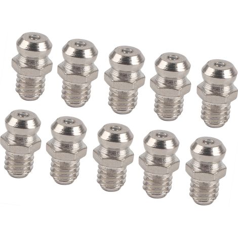 Lot de 10 embouts de rechange en métal pour pistolet à graisse, accessoires de lubrification résistants à la rouille pour l'automobile, la moto et l'industrie (M6 Straight) (1/5)