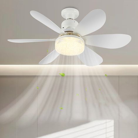 Ventilateur de plafond avec éclairage et télécommande, éclairage à visser, six pales, 40 W , 52 cm, blanc (1/5)