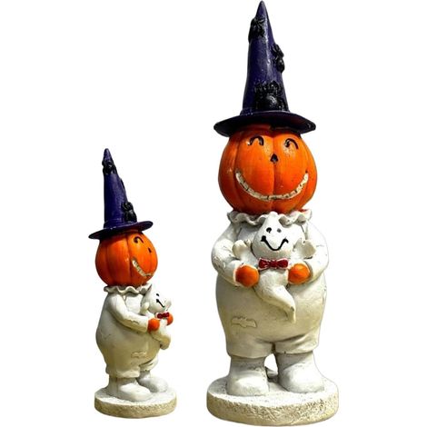 Générique Statue Homme Halloween Sculpture Décorative en Résine Souriante Statue De Table D'Halloween Pour Maison Appartement Table Porche Centre De Table Bureau Entrée Fête Bibliothèque (1/5)