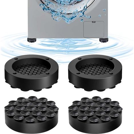 Füße für Waschmaschinen, 4 Stück Antivibrationspads für Waschmaschinen, universelle Antivibrationsfüße für Waschmaschinen, zur Stabilisierung von Waschmaschinen und Trocknern (Schwarz) (1/5)