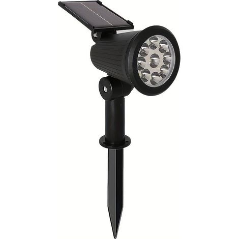 Projecteur Paysager Solaire 9 LED – Montage Semi-Encastré, Abat-Jour en Plastique, Éclairage Extérieur pour Jardin, Patio et Pelouse