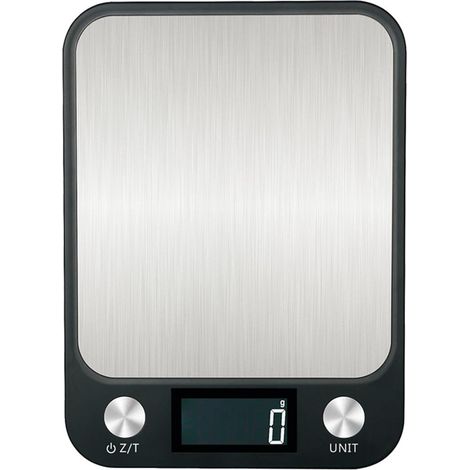 Balance de cuisine avec affichage LED 7 unités de poids Capacité de 22lb Plateau en acier inoxydable pour la préparation des repas, la cuisine, la pâtisserie et la diététique Noir (1/5)