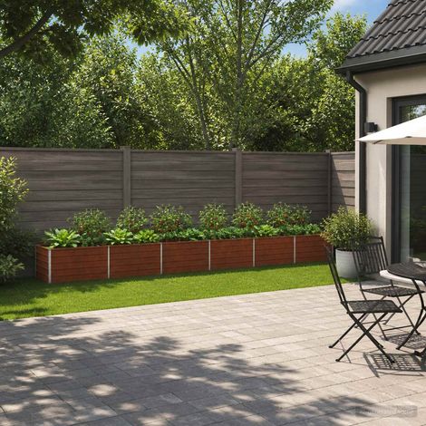 vidaXL Letto rialzato da giardino Ruggine 600 x 80 x 55 cm cartone (1/5)