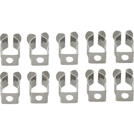 10 clips 12mm acier manganèse/ressort argenté, rangement mural (1/4)