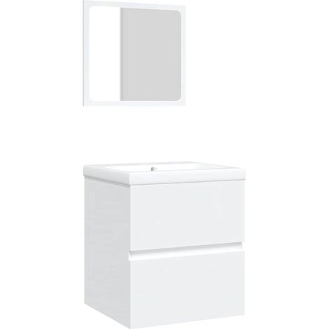 vidaXL Armario de lavabo con lavamanos y espejo blanco (1/2)