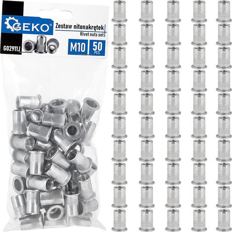 Set di dadi a rivetto in alluminio M10 1.0-3.5 50 pezzi (40) (1/4)
