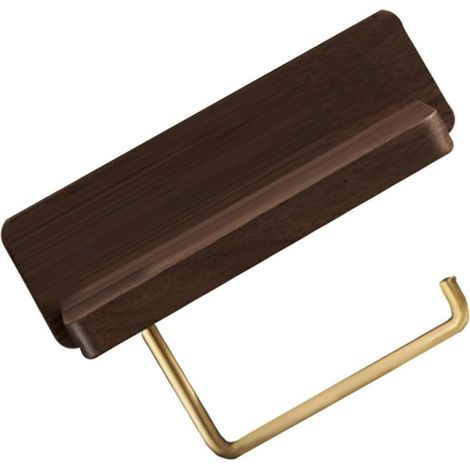 Dérouleur papier toilette - laiton/bois - noir - sans perçage (1/5)