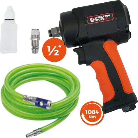 WS24 Llave de impacto neumática 1/2" mini + manguera de PVC verde fluorescente (1/5)