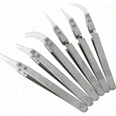 Pince à dissection céramique 6 pièces, non conductrice et antimagnétique, pointes fines droites et courbées pour soudure inverse (1/5)