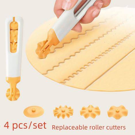 Set de 4 roulettes à pâtisserie — Moules roulants pour la cuisson et la découpe décorative de la pâte
