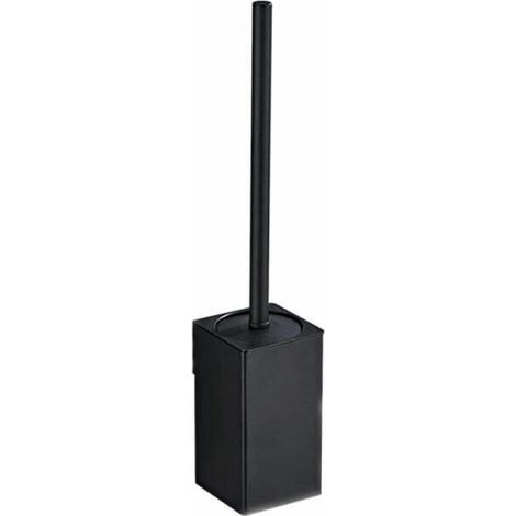 (Black) Space Aluminum Wall Mounted Square Toilet Brush Holder 1 Brush Head, 34.5x8x8cm (1/4)