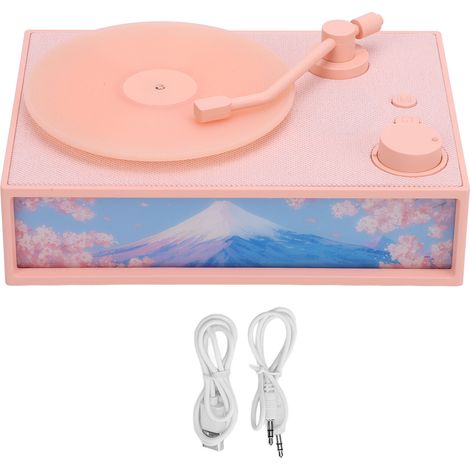 Tourne-disque Vintage avec diffuseur de parfum de lumière ambiante, USB, Bluetooth, haut-parleur de Style phonographe pour chambre à coucher, rose
