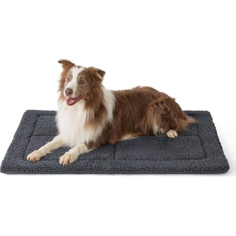 Hundematte waschbar Sherpa Plüsch Schaumstoff 104 x 69 cm Dunkelgrau (1/5)