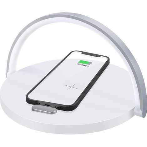 Lampe de chevet/veilleuse pliable 3 en 1 avec chargeur sans fil, idéale pour le bureau, la chambre, le salon ou le séjour. Éclairage à intensité variable. (1/5)