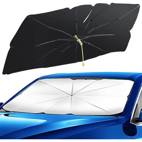 Pare Soleil Voiture Pare Brise Avant, Pare-Soleils Protection UV Pliable 145x79cm,Parapluie Revêtement Titane Rotatif 360°,Parasol Isolation Thermique Intérieure Auto pour Plupart Voitures,SUV,Camions (1/5)