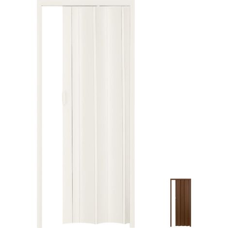 Porta a soffietto moderna in PVC senza serratura e chiusura magnetica - Misura 215x84 cm e spessore di 3 cm - Porta a soffietto Bianca con maniglia (1/5)