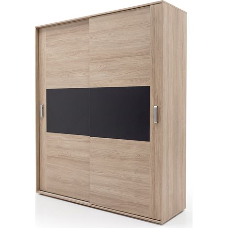 Armario 2 Puertas Correderas Love, 180cm, Sonoma y Grafito