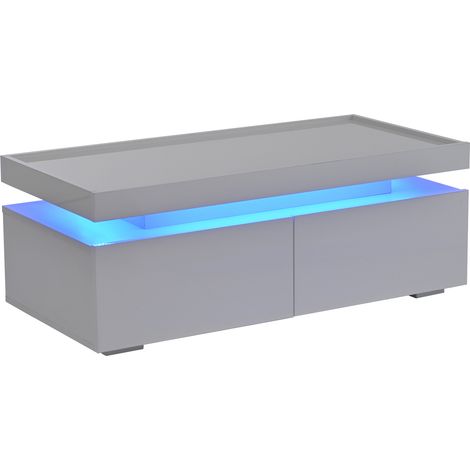 GagaTable basse LED 95x45x35 cm blanche 2 tiroirs (1/5)