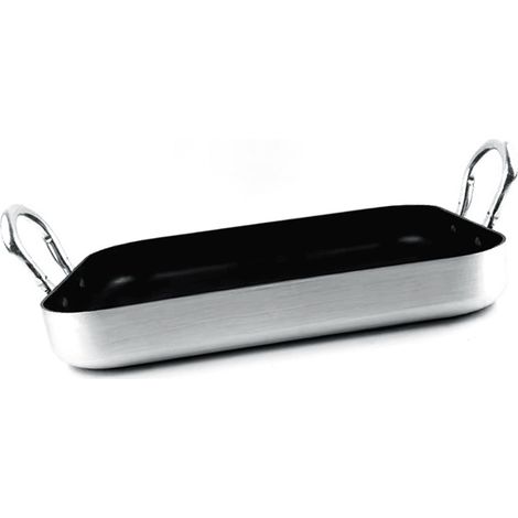 Poêle à frire rectangulaire antiadhésive en alliage d'aluminium multifonction à fond plat avec poignées pour la cuisine à domicile et les affaires 36x27cm / 14.2x10.6in (1/5)
