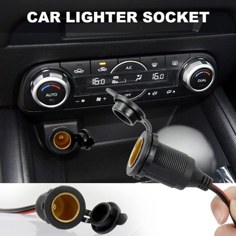 Allume Cigare Socket, Imperméable Prise Allume-Cigare 12V-24V pour Bateau, Moto, Voiture, 1 m 14 AWG Allume cigare câble rallonge prise avec Porte-fusible à Lame (1/3)