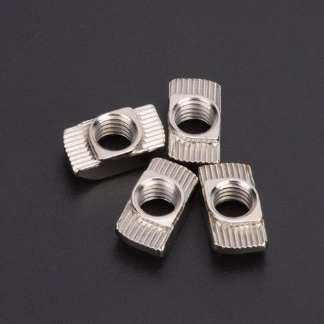 100 écrous à rainure en T nickelés en acier au carbone, fixations coulissantes pour profilés en aluminium (M8) (1/5)