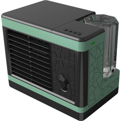 Ventilateur portable mini vert humidificateur bureau climatiseur compact USB rafraîchisseur d’air silencieux 20x13x17cm maison chambre été (1/5)