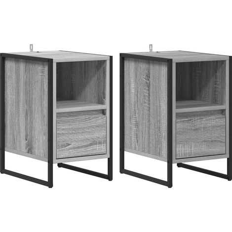 Bedside Table with Drawer 2 pcs Grey Sonoma 39.5 x 30 x 50 cm vidaXL