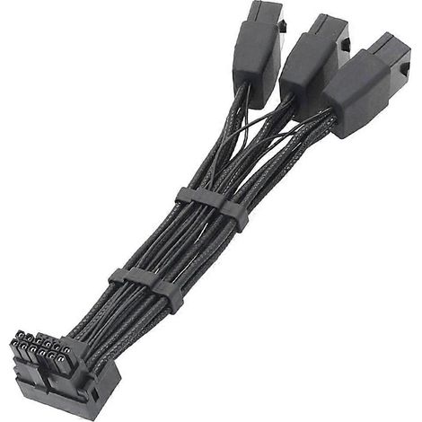 Câble PCI-E vers 16 broches (12+4) pour GPU RTX4090 et RTX4080 (18AWG, 3x8P et 4x8P) PCIE5.0 12VHPWR-B 3x8 broches.