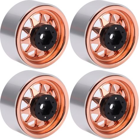 Jante Métallique pour Voiture Télécommandée - 4 Pièces - Diamètre 48 mm - Trou Central à 10 Dents - Pour Modèles 1/10 (1/5)