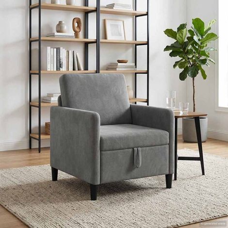 Canapé 1 place avec rangement gris foncé, polyester, 72 x 78 x 87 cm - PANGIVO (1/5)